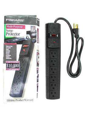 Fiskars 014227002273 Model 227 Multi-purpose Surge Protector 6 Outlet 35.5 Inch Cord Black