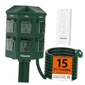 Fx-28017-15 Flexoria Outdoor Power Stake 15 Feet Extension Cord Waterproof Independently 15ft