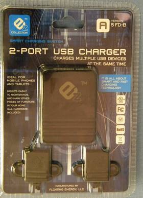 5fd-b Floating Energy Usb Charger 2 Port With Mountable Outlets Transformer Plug Cables Mount Screws
