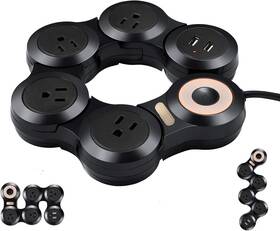 H20190619 Flumine Flexible Power Strip Surge Protector With 2 Usb Ports And 4 Outlets For Home Of