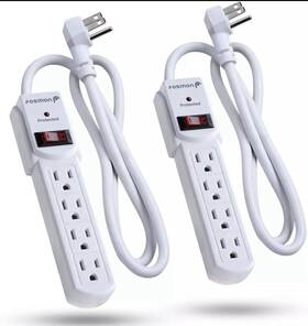 Fosmon 445034733778 Surge Protector Power Strip Flat Plug 2 Pack 4-outlet Splitter Extend