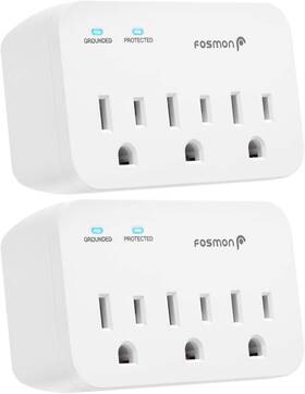 C-10748us-b Fosmon 3 Outlet Surge Protector 1200j Wall Tap Plug Adapter 8 Pack Etl