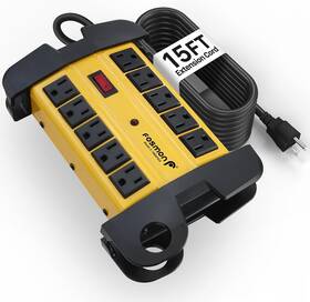 C-10826fdus Fosmon 15ft Heavy Duty Metal Power Strip With 10 Outlets And Surge Yellow/black