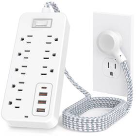 Fuaufas 742735247403 Power Strip Bar Muti-outlets Ports Desktop Charging Station White-a