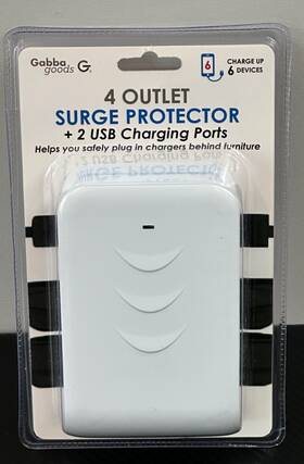 Gg-wsp-ph4 Gabba Goods 4 Outlet Surge Protector 2 Usb Charging Ports White