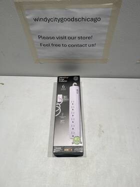 Ge 030878413527 Pro Amp Grounded 6-outlet Surge Protector With Extension Cord White