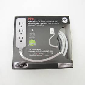 Ge 030878425865 Pro Extension Cord 3-outlets With Surge Protection New