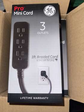 Ge 030878451918 3 Pack Pro Mini 3-outlet Power Strip 6 Inch Designer Braided Extension Cord