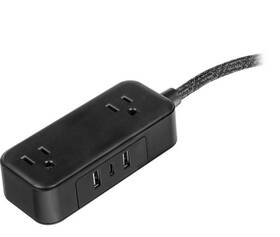 Ge 030878825863 2-outlet Extension Cord 2 Usb-a 1 Usb-c 12w 6ft Braided Black