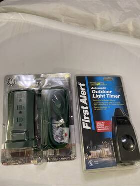 Ge 087449581789 Green Outdoor 3 Outlet Power Stake With 6 Cord And Automatic Timer New