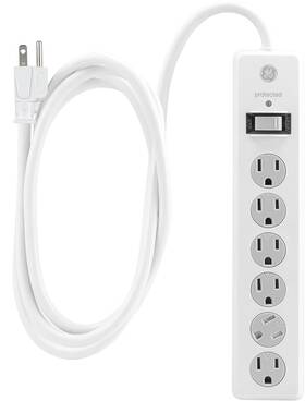Ge 100177461649 6-outlet Power Strip 9 Ft Extension Cord Etl Listed White
