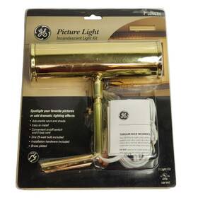 15928 Ge Picture Light 7 Inch Brass Finish 5ft Corded Outlet Plug New