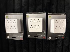 36771 Ge 6-outlet Surge Protector White 900j Childproof Indoor Pack Of 3