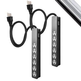 54626 Ge 6-outlet Surge Protector 2 Pack Ft Extension Cord Power Strip 450 Joule