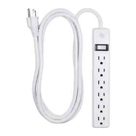 14832 Ge 6-outlet Power Strip With 8 Ft. Extension Cord White