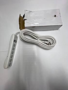 61291 Ge Qty 2 25ft 6-outlet Surge Protector Extension Cord Power Strip White
