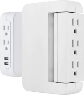 Ge 705353644320 Pro Side-access Swivel Surge Protector 2 Pack 5-outlet Extender With Usb