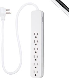 Ge 711181145007 Pro 6-outlet Surge Protector 2 Ft Extension Cord 620 Joules Power Strip F