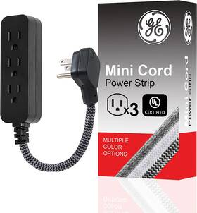 Ge 744110793321 3-outlet Power Strip Extension Cord With Multiple Outlets 6 Inch Braided Shor