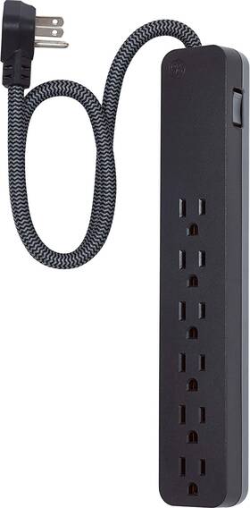 Ge 744759989147 Ultrapro 6 Outlet Surge Protector 2 Ft Designer Braided Extension Cord Flat