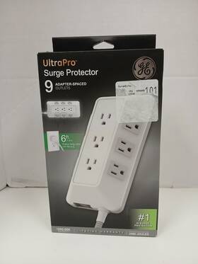 82596 Ge Ultrapro 6ft Braided Surge Protector With 9 Outlets White
