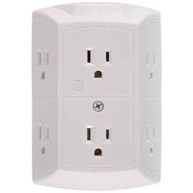 Jas56575 Ge 56575 6-outlet Grounded Wall Tap With Transformer/resettable Circuit