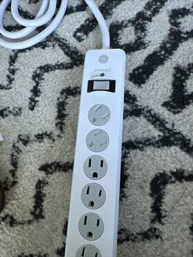 Ps-663f-2a Ge Surge Protected Power Strip Switch Button 6 Outlet 120v White