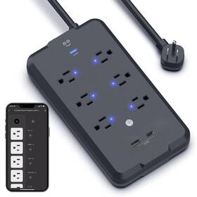 Gn-sw009-101 Geeni Smart Plug Power Strip 6 Outlets And 2 Usb Ports Ft. Cord Surge Protecto