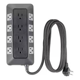 90172678 General Electric Ge 12-outlet Surge Protector 3540j Turtle 8ft Braided Cord Black/gray