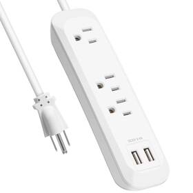 Gerass 705353461682 Power Strip Surge Protector With Usb Ports White Extension Cord 6 Feet 3 Prong