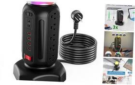 Ch23122201 Gfeng Direct Pd 30w Fast Charging Power Strip With Surge Protector Rgb Night Black -usb-c