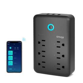 P2-bk Ghome Smart Plug Outlet Extender Usb Wall Charger With 3 Individual Out