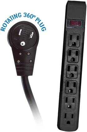 51w1-12206 Giants 6 Feet Power Cable With Outlets Surge Protector Flat Rotating Plug Horizonta