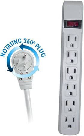 51w1-19206 Giants 6 Feet Power Cable With Outlet Surge Protector Flat Rotating Plug Horizontal