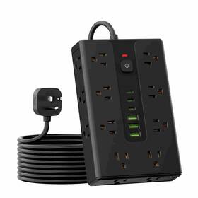 Gieadun 740625991061 Power Board Surge Protector With 16 Sockets Equipped 3 Usb A And