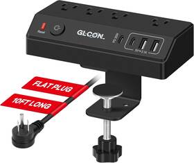 Glcon 726084687646 Desk Clamp Power Strip - 20w Usb C Fast Charging Station Flat