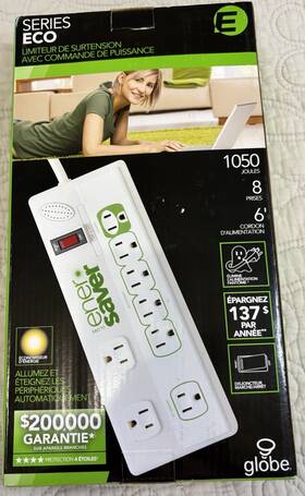 Globe G8012 Eco Series 8-outlet Surge Protector 1050j 6 Ft Indicator/breaker