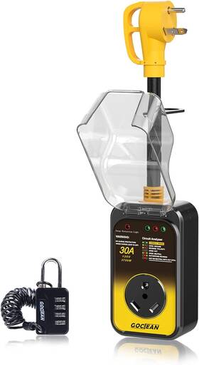 Gn011a 744110287356 30 Amp Rv Surge Protector With Waterproof Cover And Anti-theft Cable Lock