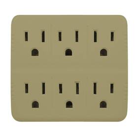 Gg-16000tt-3 Go Green Power Wall Tap 6 Outlet Tan 3/pack