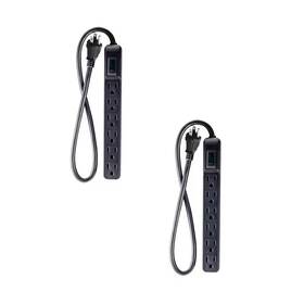 Gogreen Power 711181798517 6-outlet Mini Surge Protector With 2.5 Ft. Cord Black - 2-pack