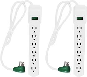 Gg-16103ms-2 Gogreen Power Go Green 2.5ft Surge Protector With 6 Outlets - Compact Clutter-free