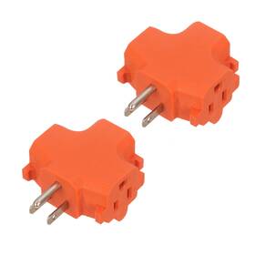 Gomen 652726776396 3-outlet Grounding Adapter Heavy Duty 3 Way Plug 2 Pack Orange