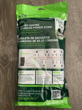 Greenlite Aps/t1gt13 Energy Saving Surge Protection Power Strip 7 Outlets 3ft White