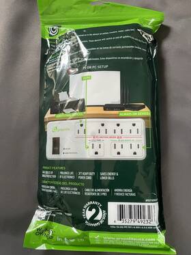 Greenlite Aps1107m15l 7-outlet Energy-saving Power Strip Surge Protection 3ft White