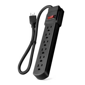 Grip Tight Tools 313028262207 6-outlet Surge Protector With 2.5 Ft. Power Cord Black