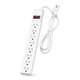 Ps8w Grip Tight Tools Power Strip 8 Outlet Extension Cord 2.5 Ft Surge Protector 125v 15a White