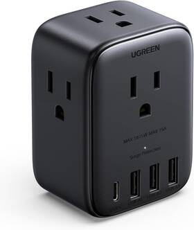 S502 Group Limited Multi Plug Outlet Extender With Surge Protection Compact 4-sided 8-port Design