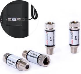 Groword 445029629604 4pcs Coaxial Surge Protector 75 Ohm 5-2400mhz In-line Cable Tv Lightning Arrest