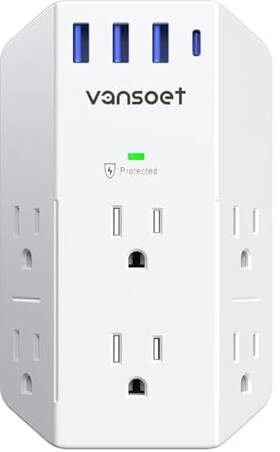 Mrj6009 Guangdong Bestek Medical Devices Co. Ltd--heyuan Branch Office Outlet Extender Vansoet 6 Splitter With 4 Usb Ports 1 C Pd 20w