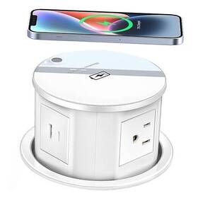 Mo-106 Guangzhou Mixoffice Hardware Product Co. Ltd. Pop Up Outlet With 15w Wireless Charger 4 Ac Plug 1 Usb-a And Usb-c White